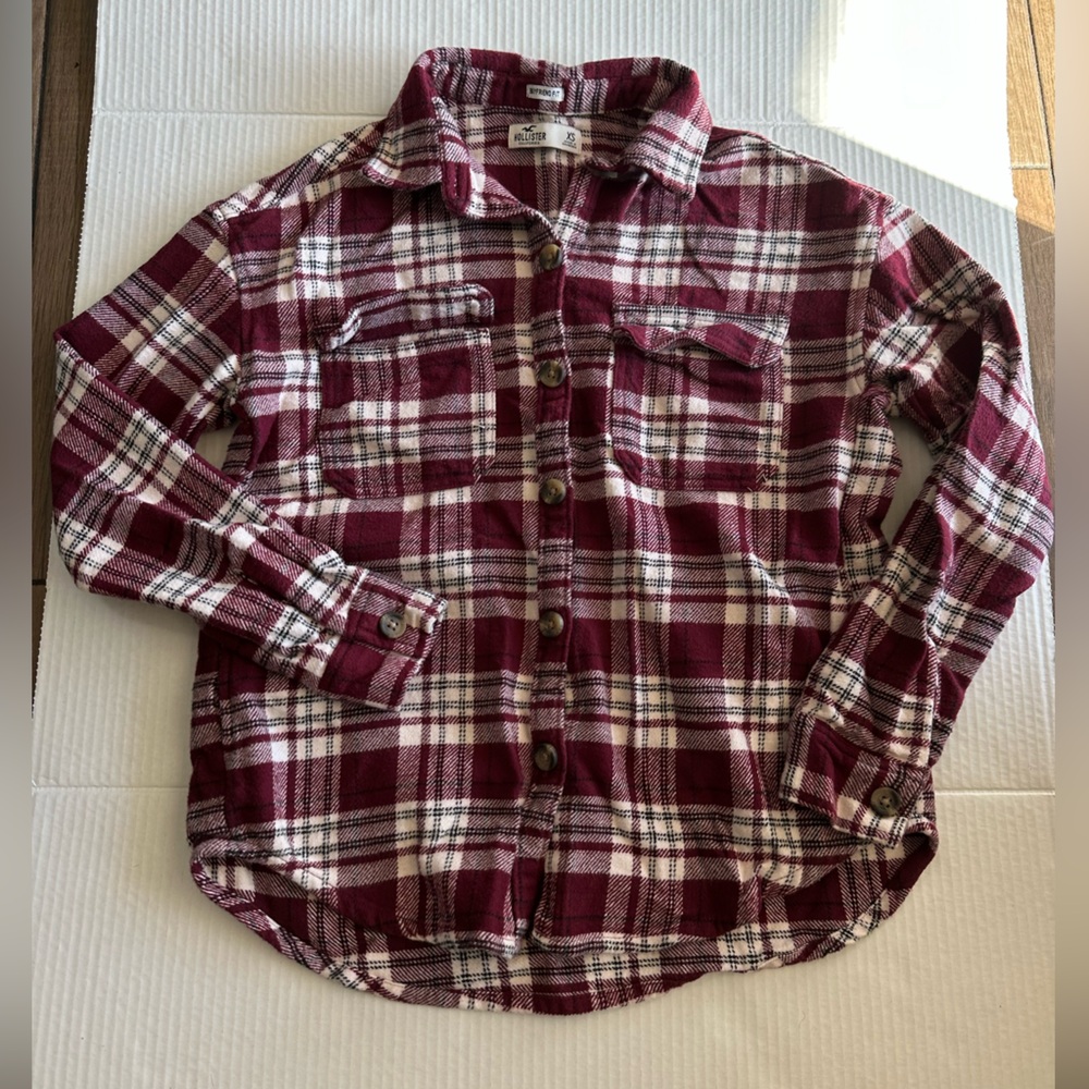 Hollister womens boyfriend fit flannel plaid top